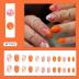 Flower Press on Nails Short Fake Nails, 24Pcs Oval Nails Cute Design Glue on Nails Glossy Orange False Nails Spring Summer Nail Art Decorations Short Almond Acrylic Nails for Women Girls