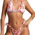 ZAFUL Women 2 Piece Swimsuits Smocked Satin Strap Brazilian Bikini Lace Up Swimsuit Bathing Suit