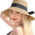 Beach Hats for Women - Wide Brim Sun Straw Hat for Women, UPF 50+ UV Sun Protection Sun Hat Womens, Floppy Sun Hat Foldable Roll up Cap, Khaki