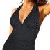 Hilor Women's Plunging V Neck Halter Swim Tops Shirred Tankini Top