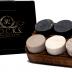 Whiskey Chilling Stones - Set of 6 Handcrafted Premium Granite Round Sipping Rocks - Hardwood Presentation & Storage Tray by R.O.C.K.S.