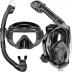 Full Face Snorkel Mask, Snorkeling Gear for Adults Men and Women, 180 Degrees Panoramic View Snorkel Set Anti-Fog Anti-Leak, Dry Top System and Travel Bag for Swimming, Snorkeling, ML/XL