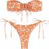 ZAFUL Women O Ring Bandeau Bikini Set, Strapless Swimsuit Tie Bikini High Cut 2 Pieces Bathing Suit