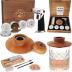 Bourbon, Whiskey Smoker Kit - Cocktail Smoking Kit with Butane Torch, Smoke Top, Whiskey Stones - Apple, Cherry, Oak, Walnut Wood Chips - Premium Wooden Box. No Butane