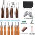 Wood Carving Tools Set,Detail and Hook Carving Knife Kit for Beginners,Trimming Knife for Spoon Bowl Cup Woodwork,Round handle design and 6pcs SK2 Carbon Steel Wood Carving Knives（10pcs）