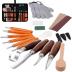 Wood Carving Tools Set,Detail and Hook Carving Knife Kit for Beginners,Trimming Knife for Spoon Bowl Cup Woodwork,Round handle design and 6pcs SK2 Carbon Steel Wood Carving Knives（10pcs）