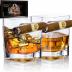 YouYah Cigar Whiskey Glasses with Cigar Holder-Set of 2,Cigar Accessories,Crystal Whisky Glass Set with Indented Cigar Rest,Premium Rocks Glass,for Brandy,Cocktail,Vodka,Bourbon,Gifts for Men(9.5oz)