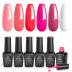 Beetles Gel Nail Polish Set - 6 Colors Hot Pink Rose Red Summer Nail Gel Polish Kit White Gel Nail Polish Collection Pink Glitter Gifts for Women Soak Off Uv Nail Lamp Manicure Kit