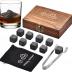 Whiskey Stones, Whiskey Stone Gift Set, 9 Granite Whisky Rocks, Burbon Gifts Cool Presents for Men Dad Husband Boyfriend, Unique Anniversary Birthday Wedding Gift Ideas - by Angde