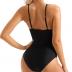 SUUKSESS Women Sexy Lace V Neck One Piece Swimsuit Tummy Control Bathing Suit