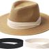 FURTALK Panama Hat Sun Hats for Women Men Wide Brim Fedora Straw Beach Hat UV UPF 50