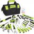 FASTPRO 220-Piece Home Tool Set, Household Repairing Tool Kit, with 12-Inch Wide Mouth Open Storage Tool Bag, Green