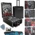 Arcwares 799pcs Aluminum Trolley Case Tool Set Silver, House Repair Kit Set, Household Hand Tool Set, with Tool Belt,Gift on Father's Day (Black)