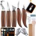 Whittling knife, Wood Carving Tools 5 in 1 Knife Set - Includes Sloyd Knife, Chip Carving knife, Hook Knife, Oblique Knife, Trimming knife Sharpener for Spoon Bowl Cup Kuksa for Kids & Beginners