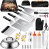 Flat Top Grill Accessories Set for Blackstone Griddle Accessories Kit, 45Pack Heavy Duty Stainless Steel Grilling Set with Enlarged Spatulas, Basting Cover, Scraper for Outdoor BBQ (Grill Set-A)