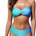 ZAFUL Women's Strapless Twist Bandeau Bikini 2 Piece Swimwear Cheeky Solid Lace up Bathing Suits