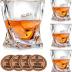 Crystal Whiskey Glasses - Set of 4 - with 4 Drink Coasters, Crystal Scotch Glass, Malt or Bourbon, Glassware Set