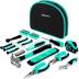 Amazon Basics Tool Set With Easy Carrying Round Pouch, 104-Piece, Turquoise, 14.4 x 11.4 x 3 inches