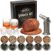 Whiskey Smoker Kit with Torch - 6 Flavors Wood Chips, 2 Glasses, 2 Ice Ball Molds - Cocktail Smoker Infuser Kit, Old Fashioned Drink Smoker Kit, Birthday Bourbon Whiskey Gifts for Men,Dad(NO Butane)