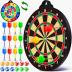 2 in 1 Magnetic Dart Board, Kids Double-Sided Dart Board with 12 Magnetic Darts and 12 Sticky Balls, Indoor Travel Outdoor Party Games Toys Gifts for 5 6 7 8 9 10 11 12 Year Old Boys Kids and Adult