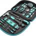 Amazon Basics Tool Set With Easy Carrying Round Pouch, 104-Piece, Turquoise, 14.4 x 11.4 x 3 inches