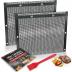 Oleex Non-Stick Large BBQ Grilling Bags + Basting Brush - Reusable PTFE Mesh Indoor Outdoor Charcoal Barbecue Grill Bag Accessories, Heat-Resistant Up to 500 F, Easy to Clean, Dishwasher-Safe