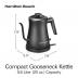 Hamilton Beach Compact 20 oz. / 0.6 Liter Gooseneck Electric Kettle for Boiling Water, Pour Over Coffee, Tea, Ultra Fast Heating With 1200 Watts, Stainless Steel BPA-Free Interior, Black (41045)