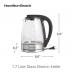 Hamilton Beach 1.7L Electric Tea Kettle, Water Boiler & Heater, LED Indicator, Built-In Mesh Filter, Auto-Shutoff & Boil-Dry Protection, Cordless Serving, Clear Glass (40864)