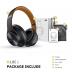 DOQAUS Bluetooth Headphones Over Ear, 90 Hours Playtime Wireless Headphones, 3 EQ Modes,HiFi Stereo Headphones with Microphone and Soft Protein Earpads for iPhone/TV/PC/Home Office (Black-Brown)