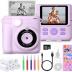 Instant Print Camera for Kids - 2.4" HD 1080P - with 32GB SD Card, 5 Markers, Stickers, 5 Paper Rolls, Lanyard. Camera Boys and Girls from 3 to 14 Years Old. (Purple)