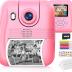 Instant Print Camera Gift for Kids Age 3-12 Girls Boys, 1080P HD Selfie Digital Camera, 12MP Kids Print Camera Toy with 180°Rotatable Camera, 16X Digital Zoom, 32GB TF Card, Colored Pens (Pink)