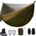 Camping Hammock, Portable Hammocks with Mosquito Net,Lightweight Nylon Parachute Hammock with 10ft Tree Straps,Camping Gear Must Haves for Travel Hiking Backpacking Beach Patio-Green&Khaki