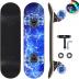 Skateboards with Colorful Flashing Wheels for Beginners,Kids,Teens,Adults, Complete Standard Skate Boards 9 Layer Canadian Maple Deck Concave Skateboard