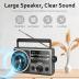 AM FM Portable Radio Battery Operated Radio by 4X D Cell Batteries Or AC Power Transistor Radio with and Big Speaker, Standard Earphone Jack, High/Low Tone Mode, Large Knob