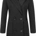 chouyatou Women Elegant Notched Collar Double Breasted Wool Blend Over Coat (Large, Black)