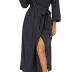 VINTATRE Women Kimono Robes Long Knit Bathrobe Lightweight Soft Knit Sleepwear V-neck Casual Ladies Loungewear Dark Gray-Large