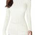 v28 Women Stretchable Turtleneck Knit Long Sleeve Slim Fit Sweater (S,White)