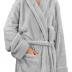 PAVILIA Premium Womens Plush Soft Robe Fluffy, Warm, Fleece Sherpa Shaggy Bathrobe (S/M, Light Gray)