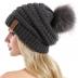 QUEENFUR Women Knit Slouchy Beanie Chunky Baggy Hat with Faux Fur Pompom Winter Soft Warm Ski Cap