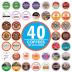 Coffee Pods Variety Pack Sampler, Assorted Single Serve Coffee for Keurig K Cups Coffee Makers, 40 Unique Cups - Great Coffee Gift