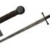 SZCO Supplies 40.5” Hand Forged Carbon Steel Rustic Broad Sword with Leather Wrapped Handle, Black/Brown (901132)