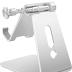 Adjustable Cell Phone Stand, OMOTON Aluminum Desktop Cellphone Stand with Anti-Slip Base and Convenient Charging Port, Fits All Smart Phones, Silver