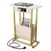 Narrow Side Table with Charge Station and PU Leather Magazine Holder Modern Slim Little Thin Table for Living Room, Bedroom, Sofa, White