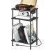 HOOBRO 3-Tier Record Player Stand, Vinyl Record Holder with Charging Station, Record Player Table with Storage Shelf, Turntable Stand for Music Room, Living Room, Bedroom, Black BB02URS01