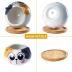 YINUOWEI Succulent Pots with Drainage 3.6 Inch Mini Cat Pots for Plants Tiny Animal Planter Small Ceramic Air Plant Flower Pots Cactus Faux Planters Containers with Bamboo Tray
