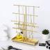 MyGift 5-Tier Gold Tabletop Metal Jewelry Necklace, Bracelet, Earring, Organizer with Ring Tray