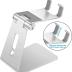 Adjustable Cell Phone Stand, OMOTON Aluminum Desktop Cellphone Stand with Anti-Slip Base and Convenient Charging Port, Fits All Smart Phones, Silver