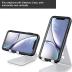 Adjustable Cell Phone Stand, OMOTON Aluminum Desktop Cellphone Stand with Anti-Slip Base and Convenient Charging Port, Fits All Smart Phones, Silver
