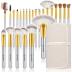 Makeup Brush Set,VANDER 24pcs Premium Synthetic Makeup Brushes for Foundation, Professional Eyeshadow, Eyeliner, Concealer Make up Brush Kit with Cloth Travel Makeup bag, Champagne