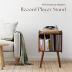 2BHOME Wooden LP Record Player Stand with 4 Cabinets, Holds up to 100 Vinyls, Metal Record Storage Holder and Organizer Table, Classical Design for Files/Book (Mid-Century Modern)